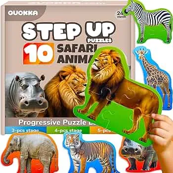 QUOKKA Spielzeug Puzzle ab 2 3 Jahre - Safaritiere Spiele ab 3-5 Jahre - 8 Realistische Tierformen - 40 Große Teile Geschenk Für Junge Und Mädchen: Amazon.de: Spielzeug