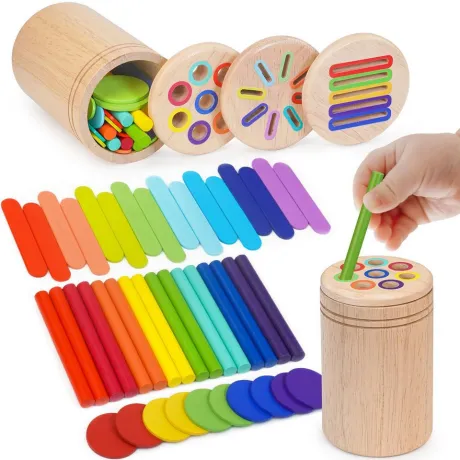 FOUORTUNATE-BEE Lernspielzeug 3-in-1 Montessori Spielzeug ab 1 2 3 Jahre (Holzspielzeug ab 1-3 Jahre), Farbe Sortierspiel