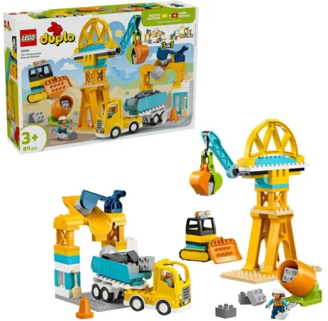 LEGO 10476 DUPLO Town Baustelle mit Baufahrzeugen - 3-in-1-Set, Konstruktionsspielzeug