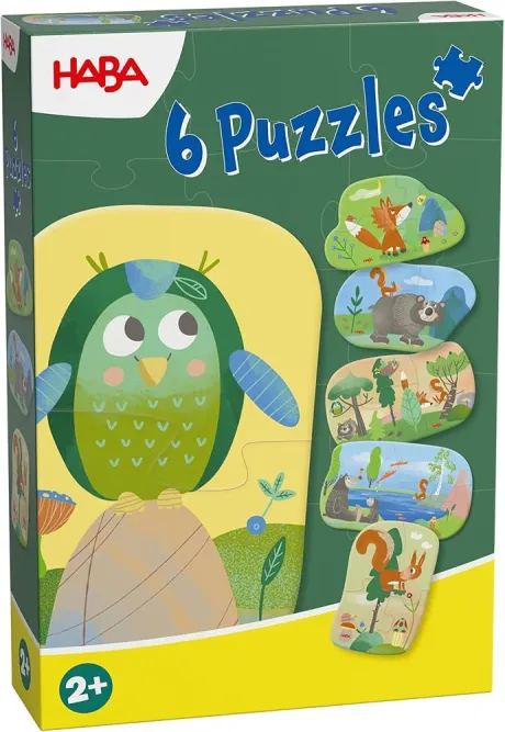 HABA Meine ersten 6 Puzzles – Waldtiere – Kinderpuzzle ab 2 Jahren