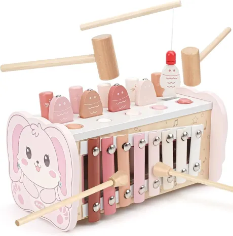Joyreal Montessori Spielzeug ab 1 Jahr - Hammerspiel Holzspielzeug Baby, Xylophon Kinder 1 Jahr, Angelspiel Motorikspielzeug, Lernspielzeug Geschenke ab 1 2 3 Jahre Mädchen Junge: Amazon.de: Spielzeug