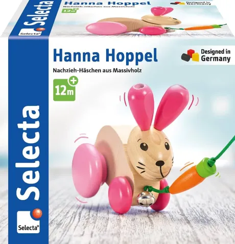 Selecta 62023 Hanna Hoppel, Nachzieh Hase, Schiebe-und Nachziehspielzeug aus Holz, 13 cm: Amazon.de: Spielzeug