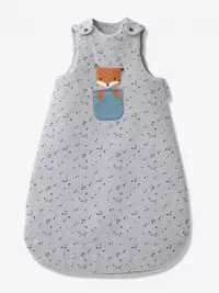 Vertbaudet Ärmelloser Baby Schlafsack ?Baby Fox? in grau meliert
