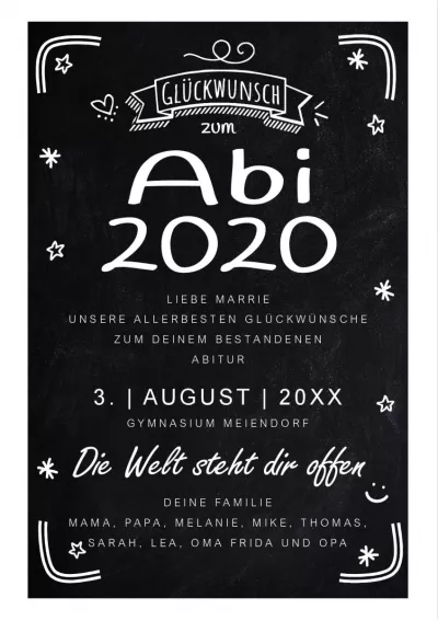 Meilensteintafel Chalkboard Abitur Abschluss Geschenk Kreidetafel Personalisiert - Kreidehelden.de