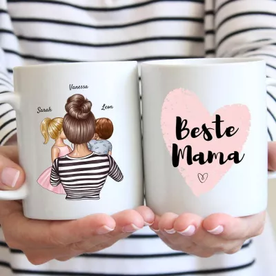 Mama mit Kindern - Personalisierte Tasse– Uniheart