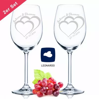 Leonardo Weingläser "Für die Hochzeit" mit Gravur im Set | GRAVURZEILE.de | Gravurzeile.de - einfach persönlich schenken.