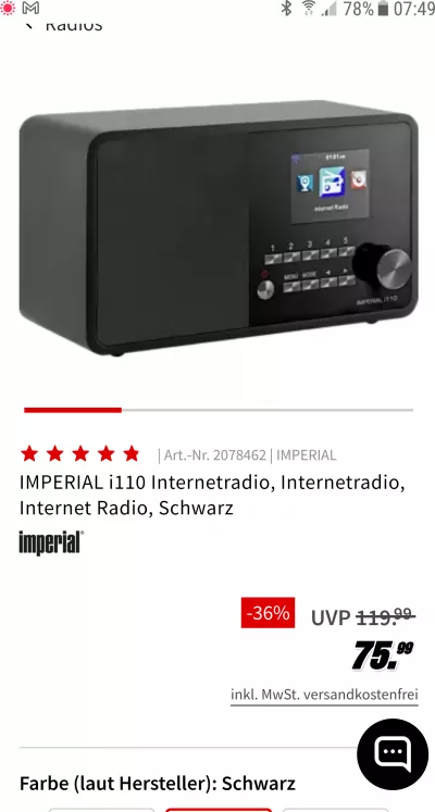 Internetradio schwarz 76,00 Euro