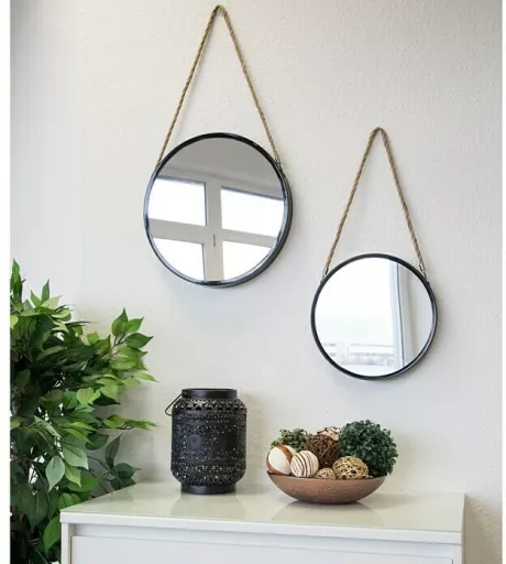 Spiegel rund Hannah (Durchmesser: 40 cm, Schwarz) | BAUHAUS