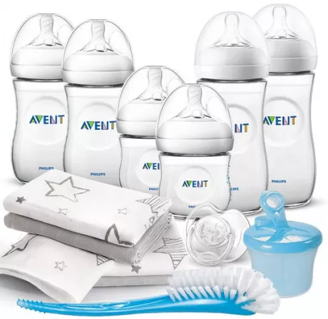 Philips Avent - Premium PP-Flaschen-Set 13-tlg. - 6x Babyflaschen + Flaschenbürste + Milchpulverportionierer + 4x Spucktücher - Babyartikel.de